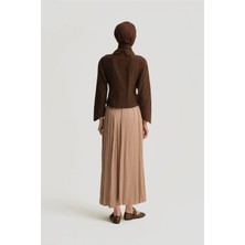 Armine Kırışık Saten Etek  25YH5601 Bej