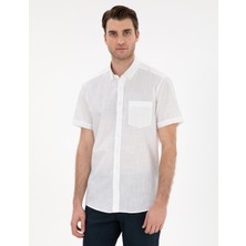 Pierre Cardin Erkek Beyaz Regular Fit Kısa Kollu Gömlek 50302730-VR013
