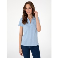 Pierre Cardin Kadın Açık Mavi Slim Fit Basic Tişört 50306039-VR003