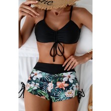 Angelsin Büzgü Ayarlı Baskılı Bikini Takımı