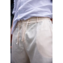 Keten Baggy Bej Renk Erkek Pantolon