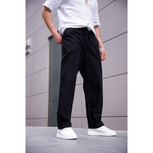 Keten Baggy Siyah Renk Erkek Pantolon