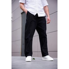 Keten Baggy Siyah Renk Erkek Pantolon