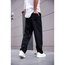 Keten Baggy Siyah Renk Erkek Pantolon