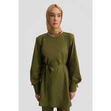 Armine Yanı Yırtmaçlı Pamuk Takım 25Y6020 Yeşil