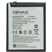 Demax Lenovo K6 Note Güçlendirilmiş Batarya BL270