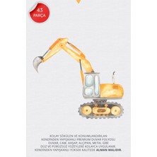 Çocuk Odası 43 Parça Iş Makinaları Sticker Seti, Kreş Anaokulu Duvar Çıkartmaları, Duvar Sticker