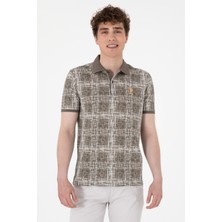 U.S. Polo Assn. Erkek Regular Fit Polo Yaka Vizon Desenli Tişört 50299641-VR052