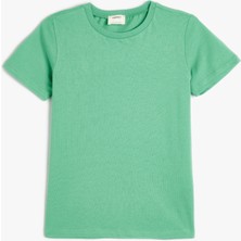Koton Basic Tişört Kısa Kollu Yeşil Pamuklu Erkek Çocuk Günlük Stil Regular Fit