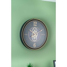 Acar Lacivert Metal Çarklı Duvar Saati - 59  cm