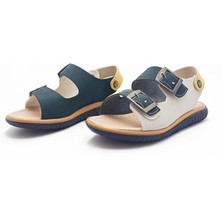 Şirin Genç Ortopedik Lacivert Gri Renk Bantlı  Tokalı Erkek Çocuk Sandalet