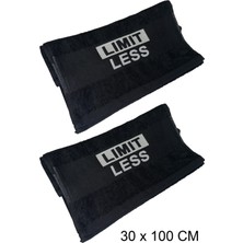 Spor Havlusu Fitness Gym Antrenman Golf Boks 2'li Sporcu Havlusu 30 x 100 cm  Nakışlı  Pamuklu Siyah