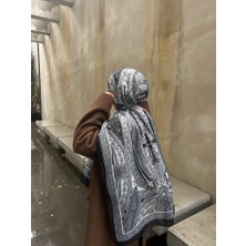Pamuklu Retro Desen Şal-Siyah/beyaz