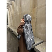 Pamuklu Retro Desen Şal-Siyah/beyaz