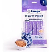 Zampa Creamy Delight Ton Balıklı & Krill Kedi Krema Ödül Maması - 16gr x 5