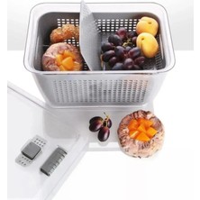 Luna 9 Lt Gri Vakum Kapaklı Gıda Organizer Çift Bölmeli, Taze ve Düzenli Saklama Çözümü