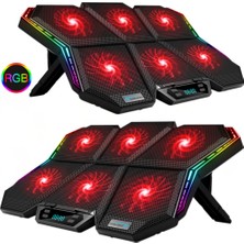 Multizone 17" E Kadar Uyumlu Notebook Soğutucu 7 Açılı Rgb LED Stand 6 Fanlı USB Girişli