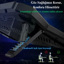 Multizone 17" E Kadar Uyumlu Notebook Soğutucu 7 Açılı Rgb LED Stand 6 Fanlı USB Girişli