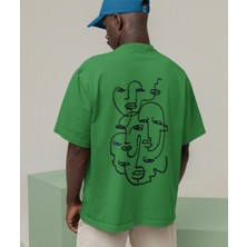 Antik Soyut Yüzler Baskılı Erkek Tişört