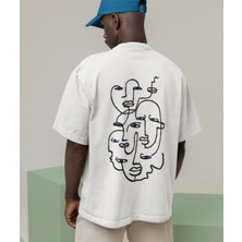 Terzili Giyin Antik Soyut Yüzler Baskılı Erkek Tişört