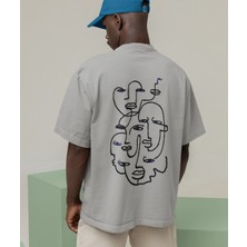 Antik Soyut Yüzler Baskılı Erkek Tişört