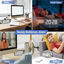 Fm Radyolu Projeksiyonlu LED Dijital Masaüstü Alarm Saat Sıcaklık USB Ayna Tasarım