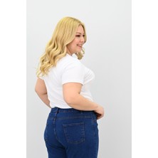 Kadın Büyük Beden Kısa Kollu Bisiklet Yaka Basic T-Shirt 1965-25