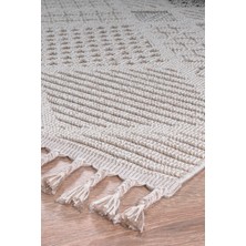 Bukleli Modern Iskandinav Bej Krem Makine Halısı Yolluk Antre Mutfak Salon Oturma Odası Koridor Sisal