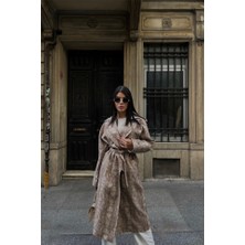 AYDOGANTICARET44 Yılan Desen Trench - Bej