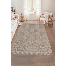 Bukleli Modern Iskandinav Bej Krem Makine Halısı Yolluk Antre Mutfak Salon Oturma Odası Koridor Sisal