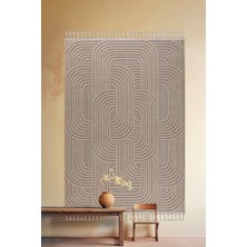 Bukleli Modern Iskandinav Bej Krem Makine Halısı Yolluk Antre Mutfak Salon Oturma Odası Koridor Sisal
