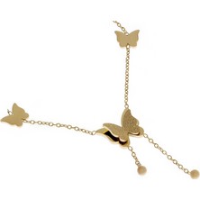 Kadın Kelebek Model Gold Renk Çelik Halhal