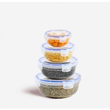 Plastik 4'lü Contalı Yuvarlak Saklama SET(400,800,1350,2250 Ml)