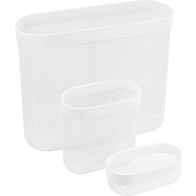 Skadıs Hasır Saklama Sepetleri (Skadıs Peg Board'a Uyar), Beyaz, Çelik, 505.177.60 - 3'lü Paket, 24 x 21 x 9  cm