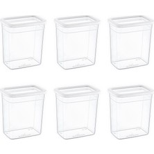 Mcreative 6'lı Set Skali Dikdörtgen Saklama Kabı Beyaz 2350 ml - Beyaz, Çok Amaçlı Saklama Kabı