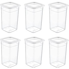 Mcreative 6'lı Set Skali Kare Saklama Kabı Beyaz 1440 ml