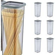 Mcreative 6'lı Set Skali Kare Saklama Kabı Antrasit 2140 ml - Antrasit, Çok Amaçlı Saklama Kabı