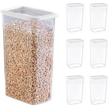 Mcreative 6'lı Set Skali Dikdörtgen Saklama Kabı Beyaz 3500 ml