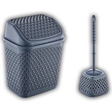 Mcreative Katre Çöp Kovası ve Klozet Fırçası Antrasit