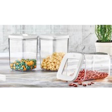 Mcreative Ahmet 3'lü 1000 ml Kare Saklama Kabı, Beyaz
