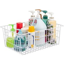 Mcreative & Garden Pazlanmaz Metal Banyo ve Mutfak Malzeme Düzenleyici Tel Sepet, Kozmetik Havlu Düzenleyici Tel Sepet (Siyah)