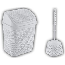 Mcreative Katre Çöp Kovası ve Klozet Fırçası Beyaz