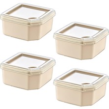 Mcreative 4'lü Q-Box Saklama Kabı Latte 350 ml