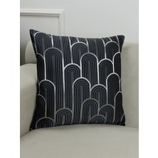 Siyah Renkli Çizgi Desenli 45 x 45 Kare Kırlent Kılıfı