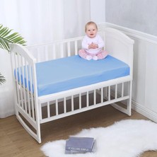 HOME Pamuk Penye, Lastikli Full Kenar Bebek Çarşafı - Oeko-Tex Sertifikalı, Yumuşak ve Nefes Alabilir, Organik Pamuk, Anne Yanı, Çocuk Beşik Çarşafı (Mavi)