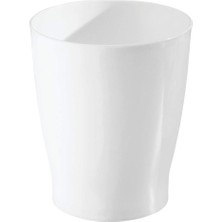 Mcreative Banyo, Yatak Odası, Ev Ofis, Yurt Için Kompakt Yuvarlak Plastik Çöp Kovası, 19,6 cm x 19,6 cm x 23,1 Cm, Franklin Koleksiyonu, Beyaz