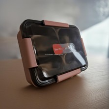 Mcreative Hybrid Bento Box 900 ml Plastik Gövde, Paslanmaz Çelik 4 Bölme Bpa'sız, Çok Amaçlı 2343 (Pembe)
