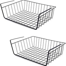 Mcreative 2 Adet Paslanmaz Metal Kanguru Raf Altı Sepeti [siyah] Raf Çelik Sepet Askılı Raf Düzenleyici Sepet