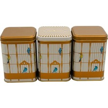 Mcreative Kare Metal Saklama Kabı 87X87X125, 3'lü Set, Bird Cage (Bird Cage)