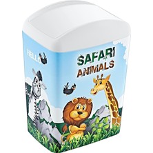 Soft Resimli Çöp Kutusu Döner Kapak 5 Lt Safari